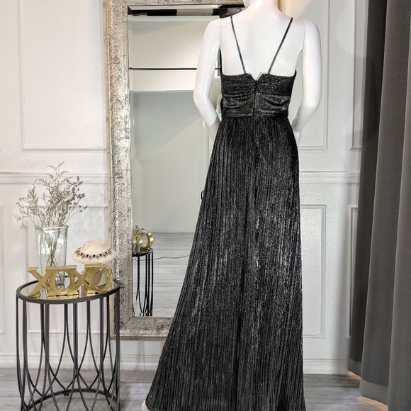 Foil Pleated Evening Gown - Picture 3 of 5